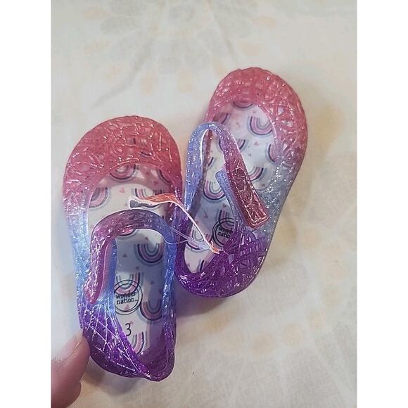 Wonder Nation Infant Girls Jelly Shoes Sandals sz 3 Red, Blue Purple Hook & Loop - Picture 6 of 6